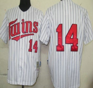Minnesota Twins #14 HRBEK White Pinstripe Throwback Jersey