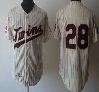 Minnesota Twins #28 Bert Blyleven Cream Throwback Jersey