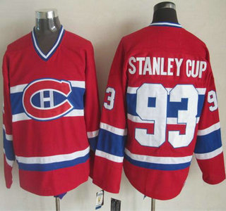 Montreal Canadiens #93 Stanley Cup Red CCM Vintage Throwback Jersey