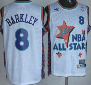 NBA 1995-1996 All-Star #8 Charles Barkley White Swingman Throwback Jersey