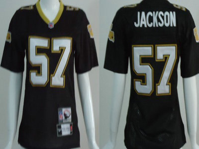 New Orleans Saints 57 Rickey Jackson Black Throwback Womens Team Jersey