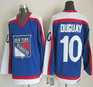 New York Rangers #10 Ron Duguay Light Blue With White CCM Vintage Throwback Jersey