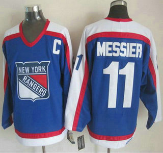 New York Rangers #11 Mark Messier Light Blue With White Throwback CCM Jersey