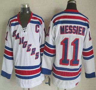 New York Rangers #11 Mark Messier White CCM Vintage Throwback Jersey