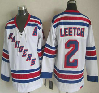 New York Rangers #2 Brian Leetch White CCM Vintage Throwback Jersey