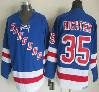 New York Rangers #35 Mike Richter Light Blue Throwback CCM Jersey