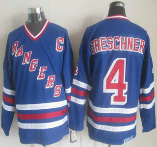 New York Rangers #4 Ron Greschner Light Blue CCM Vintage Throwback Jersey