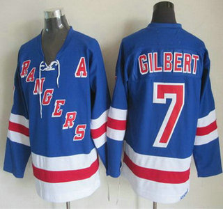 New York Rangers #7 Rod Gilbert Light Blue Throwback CCM Jersey