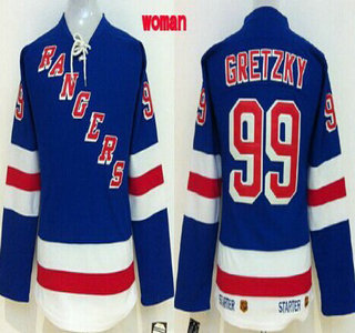 New York Rangers #99 Wayne Gretzky Light Blue Throwback CCM Womens Jersey