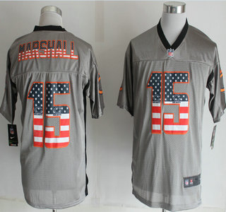 Nike Chicago Bears #15 Brandon Marshall 2014 USA Flag Fashion Grey Shadow Elite Jersey