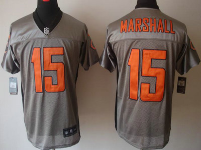 Nike Chicago Bears 15 Brandon Marshall Grey Shadow Elite Jersey