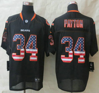 Nike Chicago Bears #34 Walter Payton 2014 USA Flag Fashion Black Elite Jersey