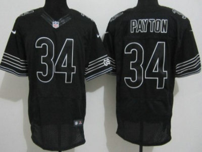 Nike Chicago Bears 34 Walter Payton Black Elite Jersey