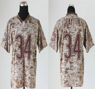 Nike Chicago Bears #34 Walter Payton US.Mccuu 2013 Camo Elite Jersey