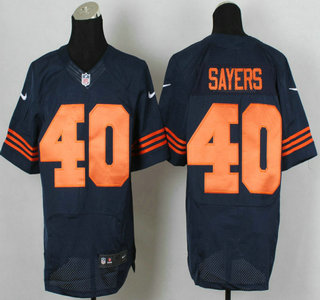Nike Chicago Bears #40 Gale Sayers Blue With Orange Elite Jersey