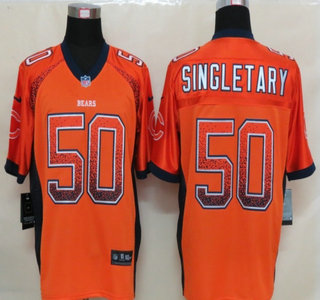 Nike Chicago Bears #50 Mike Singletary Drift Fashion Orange Elite Jersey