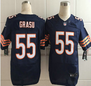 Nike Chicago Bears #55 Hroniss Grasu Blue Elite Jersey
