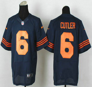 Nike Chicago Bears #6 Jay Cutler Blue With Orange Elite Jersey