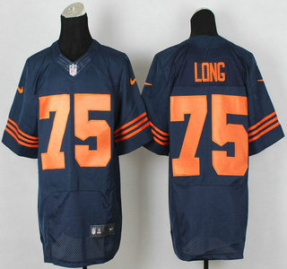 Nike Chicago Bears #75 Kyle Long Blue With Orange Elite Jersey
