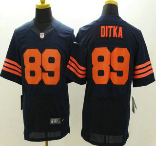 Nike Chicago Bears #89 Mike Ditka Blue With Orange Elite Jersey