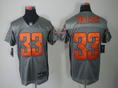 Nike Chicago Bears 33 Charles Tillman Grey Grey Shadow NFL Jerseys