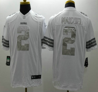 Nike Cleveland Browns #2 Johnny Manziel White Platinum Limited Jersey