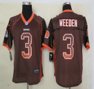Nike Cleveland Browns #3 Brandon Weeden Drift Fashion Brown Elite Jersey