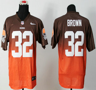 Nike Cleveland Browns #32 Jim Brown Drift Fashion II Brown With Orange 2013 Elite Jersey
