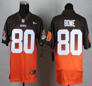 Nike Cleveland Browns #80 Dwayne Bowe Brown With Orange Fadeaway Elite Jersey