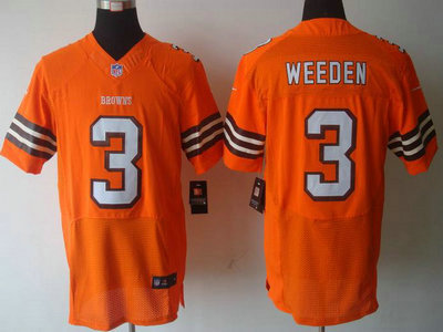Nike Cleveland Browns 3 Brandon Weeden Orange 2012 Nike NFL Elite Jersey