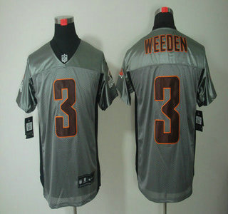 Nike Cleveland Browns 3 Brandon Weeden Grey Shadow Jerseys