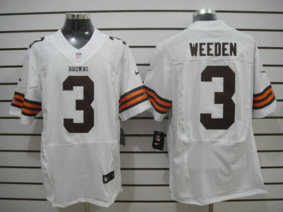Nike Cleveland Browns 3 Brandon Weeden White 2012 Nike NFL Elite Jersey