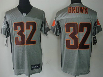 Nike Cleveland Browns 32 Jim Brown Gray Elite Jersey