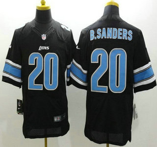 Nike Detroit Lions #20 Barry Sanders Black Elite Jersey