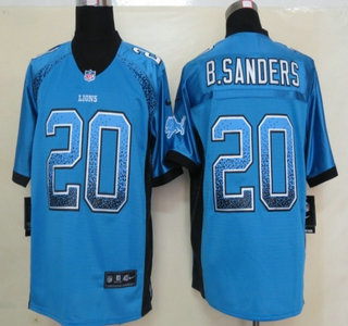 Nike Detroit Lions #20 Barry Sanders Drift Fashion Blue Elite Jersey