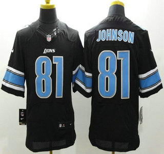 Nike Detroit Lions #81 Calvin Johnson Black Elite Jersey