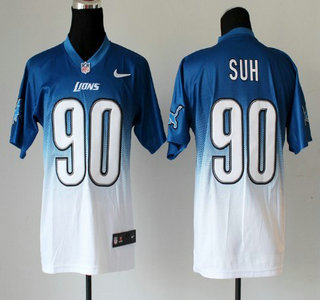 Nike Detroit Lions #90 Ndamukong Suh 2013 Drift Fashion II Blue Elite Jersey