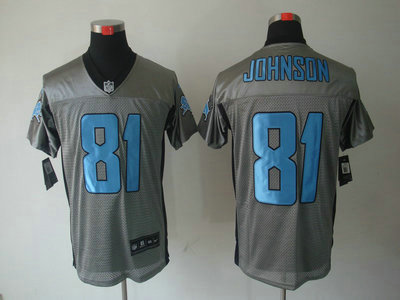 Nike Detroit Lions 81 Calvin Johnson Gray Elite Jersey