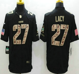 Nike Green Bay Packers #27 Eddie Lacy Salute to Service Black Limited Jersey