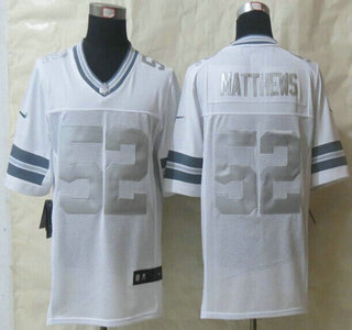 Nike Green Bay Packers #52 Clay Matthews White Platinum Limited Jersey