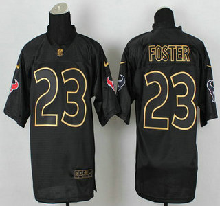 Nike Houston Texans #23 Arian Foster 2014 All Black With Gold Elite Jersey