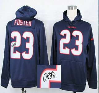 Nike Houston Texans #23 Arian Foster Blue Signed Hoody