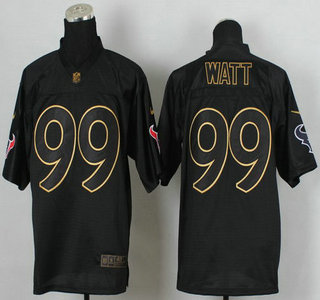 Nike Houston Texans #99 J.J. Watt 2014 All Black With Gold Elite Jersey