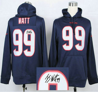 Nike Houston Texans #99 J.J. Watt Blue Signed Hoody