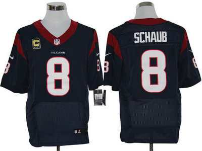 Nike Houston Texans 8 Matt Schaub Blue Elite C Patch Jersey