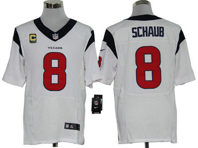Nike Houston Texans 8 Matt Schaub White Elite C Patch Jersey