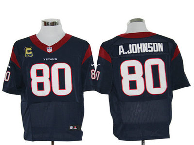 Nike Houston Texans 80 Andre Johnson Blue Elite C Patch Jersey