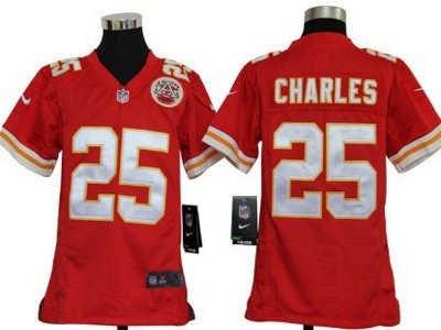 Nike Kansas City Chiefs 25 Jamaal Charles Red Game Kids Jersey
