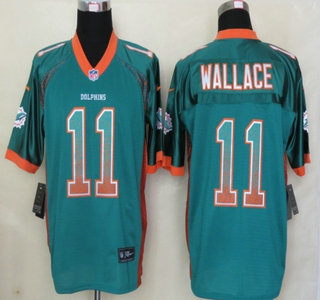 Nike Miami Dolphins #11 Mike Wallace Drift Fashion Green Elite Jersey