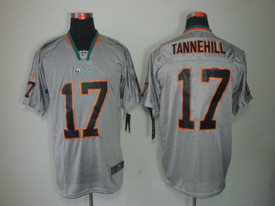 Nike Miami Dolphins 17 Ryan Tannehill Lights Out Black Name Grey Elite Jerseys